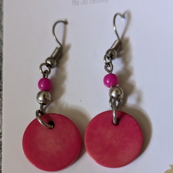 Red Tagua Nut Earrings - Picture 1 of 3